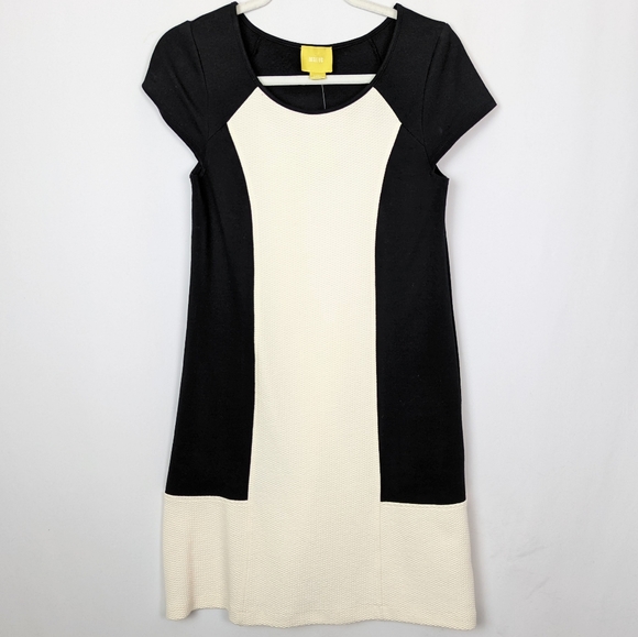 NEW ANTHROPOLOGIE Maeve sz.S Corby Shift  Black Motif Colorblock Panel Dress - Picture 3 of 12
